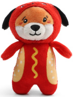 Игрушка мягкая для собак "Лисичка в костюме хот-дога с пищалкой", 125мм GiGwi PLUSH FRIENDZ