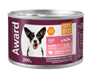 Консервы AWARD для щенков от 1 месяца паштет из индейки с грушей 200г