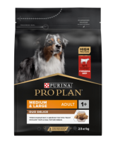 ПРОПЛАН Дуо Делис для взрослых собак средних и крупных, с говядиной и рисом (2,5 кг)