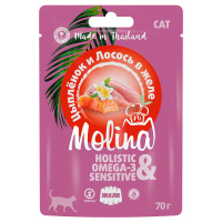 Molina Пауч для кошек Цыпленок и Лосось в желе, 70 г.