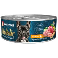 Мясной рацион Holistic, консервы для собак, Утка с индейкой и картофелем, 100 г.