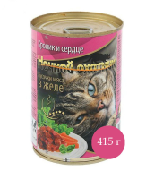 Ночной охотник Консервы для кошек, кролик и сердце кусочки в желе, 415 г. [уценка]