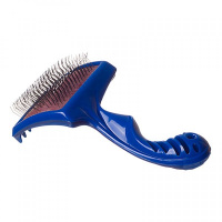 Зооник Пуходерка трехрядная пластмассовая с фигурной ручкой, большая