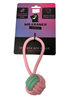 Игрушка Mr.Kranch для собак Мяч из каната на кольцевом шнуре 15*5 см розовая с голубым