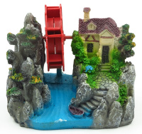 Декорация Aquanimal "Домик с водяной мельницей" 11*7.5*9.5 см
