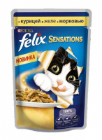 FELIX Sensations консервы для кошек [курица, морковь в желе] 75 г.