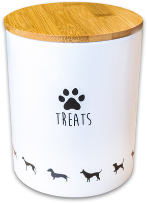 КерамикАрт бокс керамический для хранения лакомств для собак, белый (1300 мл)