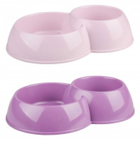 Россия Новинка Миска для кошек двойная "Феликс", (Розовая М6970)