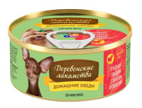 Деревенские лакомства кон. 100гр д/с мини пород рубленная гвядина с языком и овощами