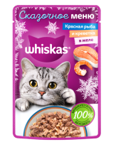 WHISKAS «Сказочное меню» для взрослых кошек, красная рыба и креветка в желе 75 гр