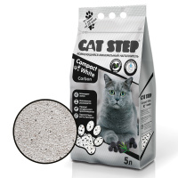 Cat Step Compact White Carbon, комкующийся минеральный наполнитель для кошачьего туалета, с активированным углем 5 л