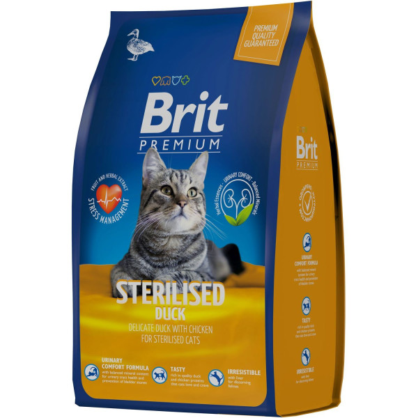 Brit Premium Cat Sterilised для кошек с Уткой и курицей (800гр)