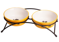 Миски Mr.Kranch на подставке для собак и кошек двойные 2x290 мл оранжевые