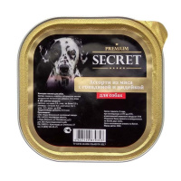 Secret Премиум консервы для собак мясное ассорти с говядиной и индейкой, 300 г.