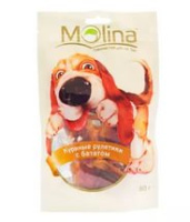 Molina Лакомство для собак Куриные рулетики с бататом,80 г