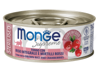 Monge Cat Supreme sterilized для стерилизованных кошек из тунца с бурым рисом и клюквой, консервы 80 г