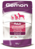 Джемон Dog паучи д/собак кусочки говядины с ветчиной 100г