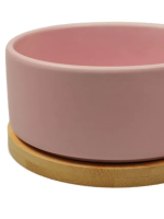 Миска Mr.Kranch Bamboo керамическая розовая на бамбуковой подставке 860 мл