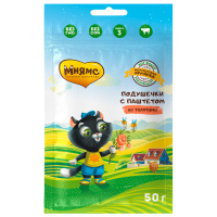 Мнямс Лакомство для котят «хрустящие подушечки»" с паштетом из телятины линии Кот Федор "Фермерская Ярмарка" 50 г. [32054]