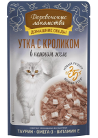 Деревенские лакомства пауч Утка/кролик в нежном желе 70 гр.