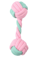Игрушка Mr.Kranch для собак Гантель из каната 14*5 см розовая с голубым