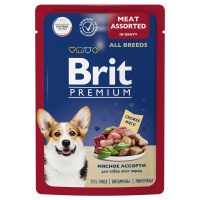 Brit Premium Пауч мясное ассорти в соусе для взрослых собак всех пород , 85 г.