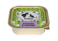 ZOORING Консервы для кошек паштет, Ягненок и кролик 100 г.