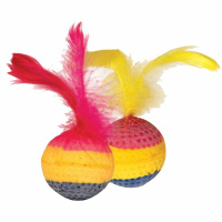 Триол Игрушка Мяч радужный для кошек, с пером