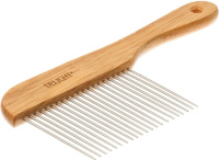 Расческа DeLIGHT длиннозубая на деревянном основании 21 зуб 65 мм с толстой ручкой 5521WT /12/