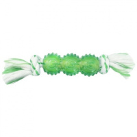 CanineClean игрушка для собак Палочка синтетическая резина с канатом 25 см с ароматом мяты, зеленый