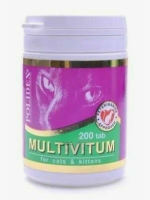 Polidex Кормовая добавка для кошек Мультивитум плюс, 200 таблеток