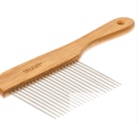 Расческа DeLIGHT длиннозубая 6,5 см на деревяном основании 5521W /12/