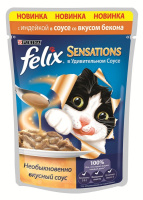FELIX Sensations консервы для кошек индейка в соусе со вкусом бекона, 85 г.