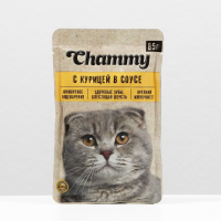Chammy АКЦИЯ Влажный корм для кошек, курица, кусочки в соусе, 85 г