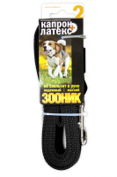 Поводок капроновый с двойной латексной нитью СЕРИЯ ЭКО 2м*20мм Зооник (черный)