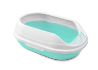 Туалет серия HYGIENE для кошек овальный с бортом "Ирис", бирюзовый/белый (430*300*150мм)