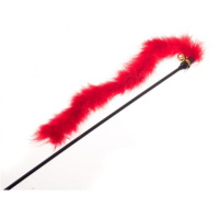 Дразнилка для кошек. [боа хвост 30 см, с колокольчиком] красная