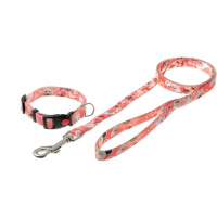 Комплект "Фотопринт-Шпиц белый" 15 мм [ошейник [с фикс. замка] + поводок 1,27 м, нейлон] BUA03