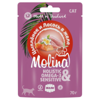 MOLINA. Пауч для взрослых кошек. Цыпленок и лосось в желе, 70 г