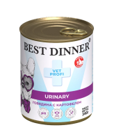 Best Dinner Vet Profi Urinary корм для собак и щенков с 2 мес. при струвитном уролитиазе говядина с картофелем консервы (340 гр)