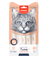 Wanpy Cat Лакомство для кошек "нежное пюре" из тунца и лосося 25 шт х14 г ПОШТУЧНО