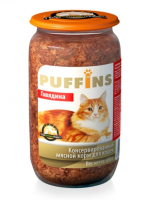 PUFFINS консервы для кошек [говядина], 650 г. [уценка]