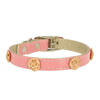 Ошейник "Колибри" лаковый с украшением "Роза" 15ммх40см (розовый)