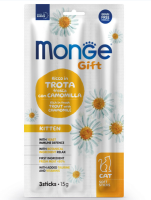 Лакомство Monge Gift Kitten для котят "Мягкие палочки" со свежей форелью и ромашкой 15 г [уценка]