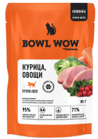 BOWL WOW НОВИНКА Паучи кусочки в желе для стерилизованных кошек с курицей и овощами 85 г пауч