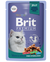 Brit Premium пауч для взрослых стерилизованных кошек утка с яблоками в желе 85 г [уценка]