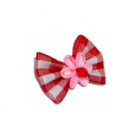 Бантик[пара] Пет лайн (красн.с бел.квадрат.с роз.цветком)
