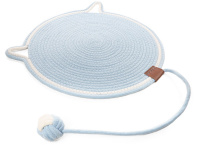 Когтеточка-коврик из хлопкового шнура с шариком "Ушки", голубая, 400*400мм Triol