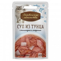 Деревенские лакомства Суп из тунца с кальмаром/макрель 4шт* 35г