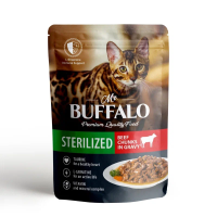 Mr.Buffalo Влажный корм STERILIZED для стерилизованных котов и кошек, говядина в соусе, 85 г.
